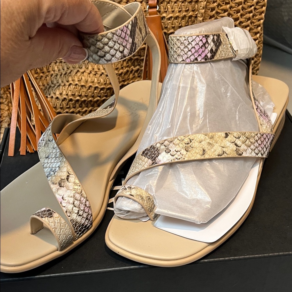 Naturalizer Beige and Snakeskin Sandals
